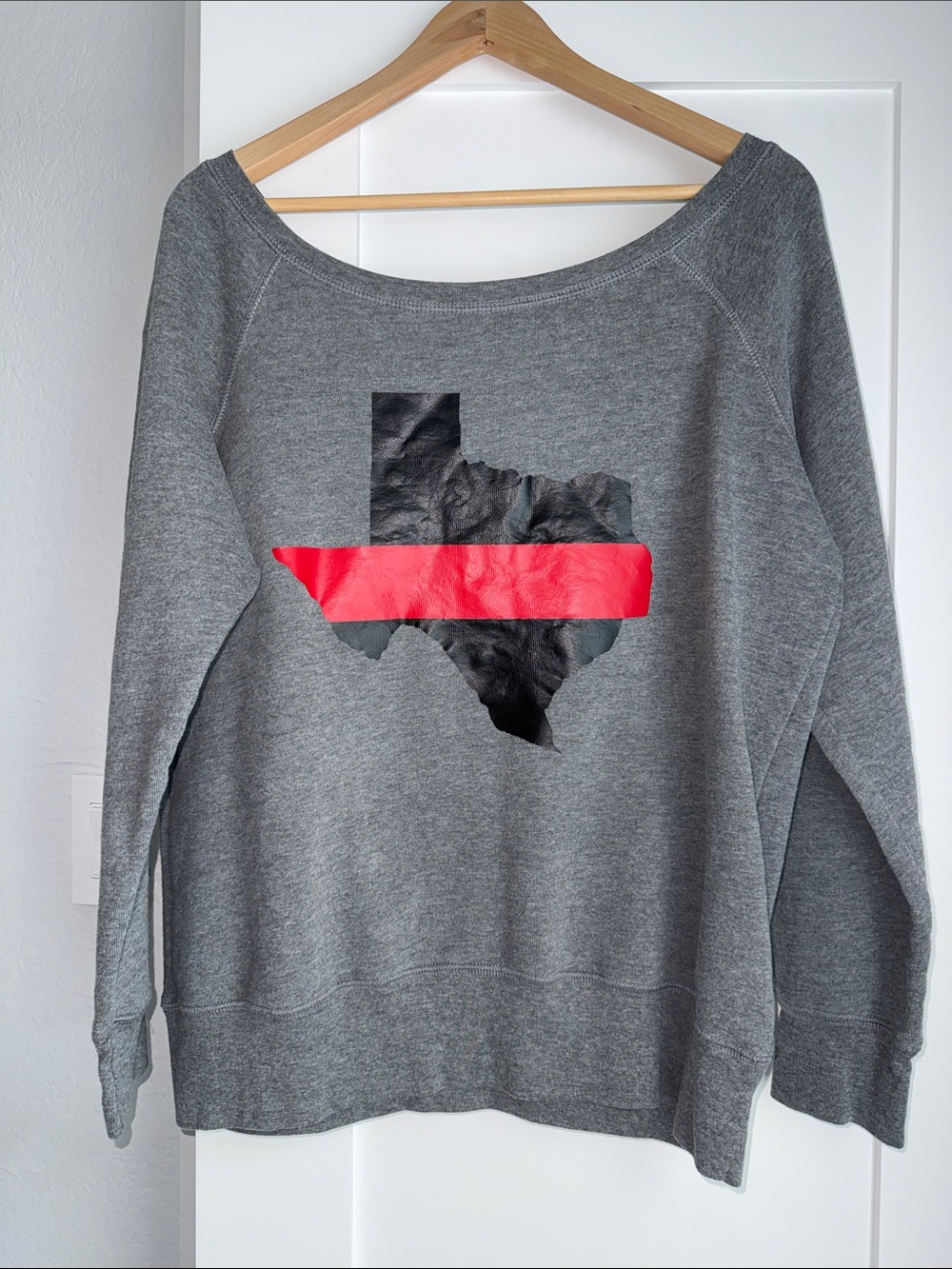 Bella Canvas Gray Women's Texas Red Line Fleece Sweatshirt - XL